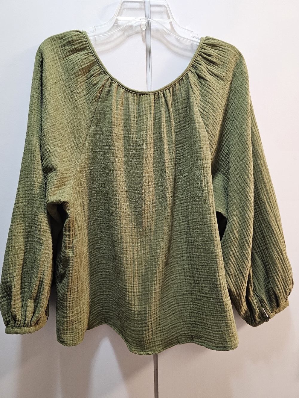 Universal Thread Olive Green Peasant Tunic with Tie Detail - Picture 2 of 3
